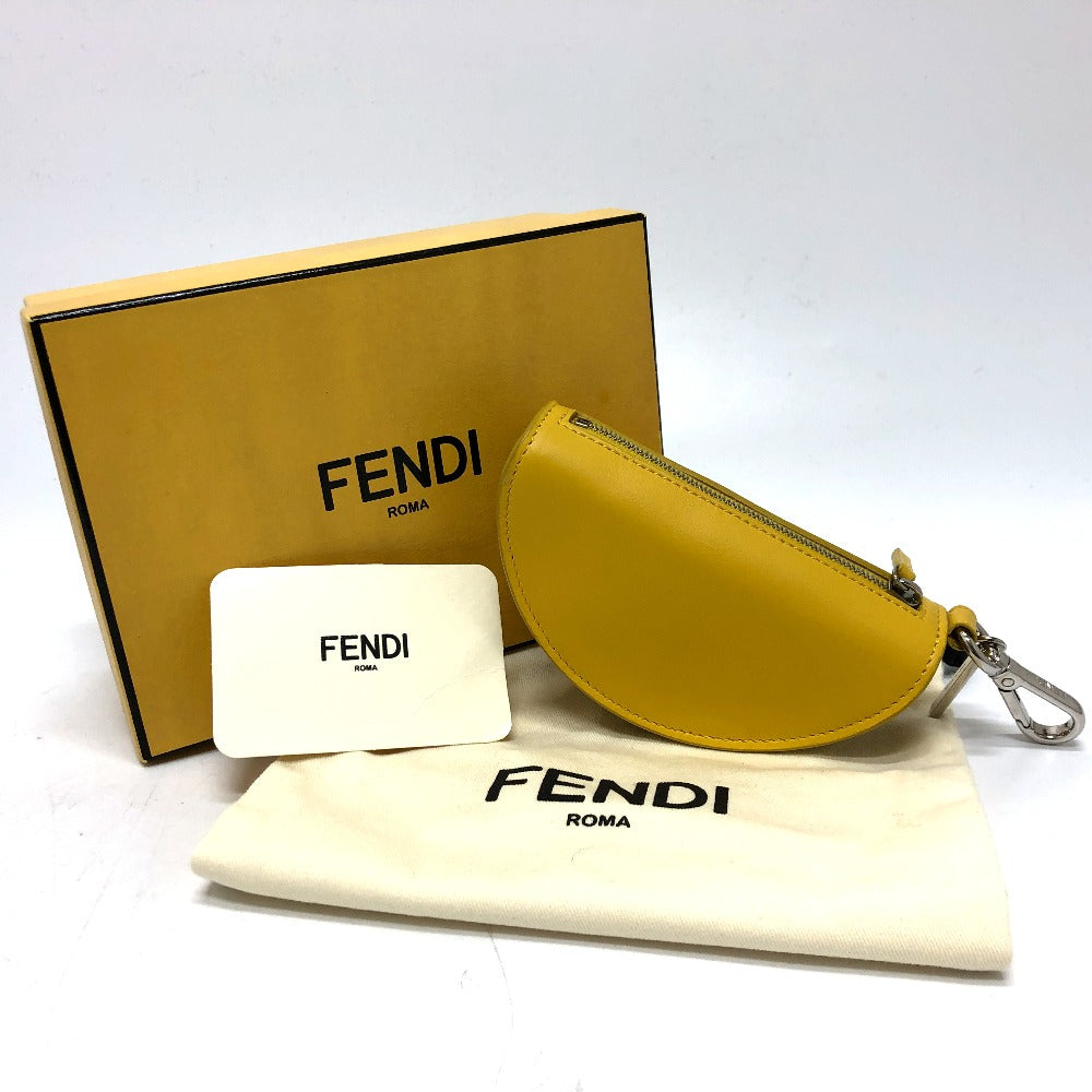 FENDI 7AR706 Taco Motif Coin Case, Wallet, Purse, Pouch, Keychain, Bag Charm, Leather, Women's, Yellow