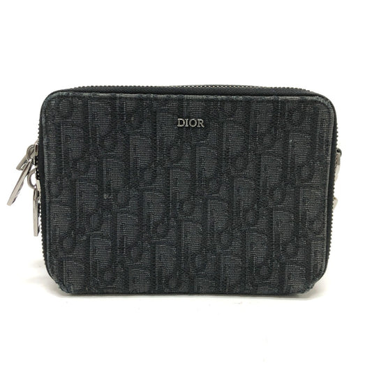 Dior 2ESBC119VPD Oblique Logo Messenger Pouch Bag, Crossbody Pochette Shoulder Bag, Canvas, Men's, Navy