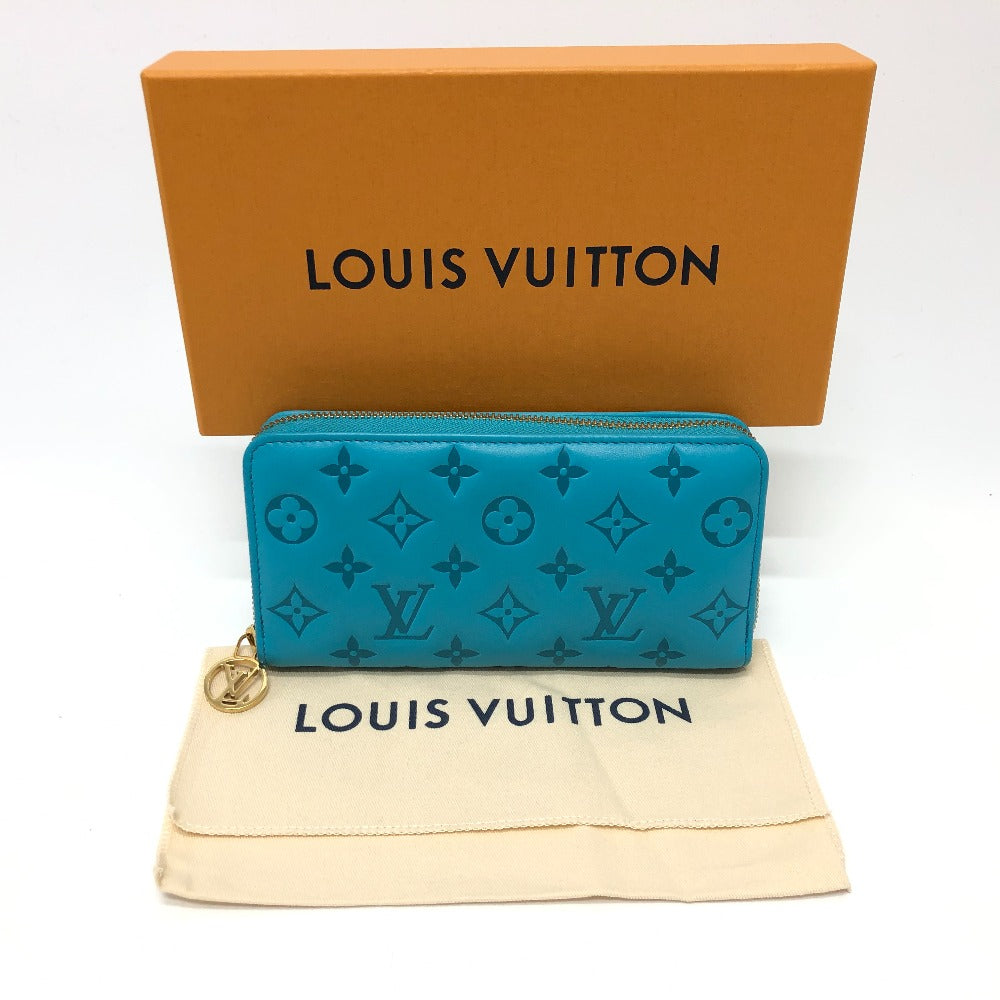 LOUIS VUITTON M81512 モノグラムエンボス ジッピーウォレット ラウンドファスナー 長財布 レザー ユニセックス ブルー - brandshop-reference