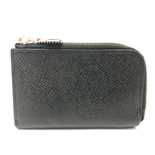 LOUIS VUITTON M63375 Taiga Porte Monnaie Jour Coin Purse in Taiga Leather, Men's, Black