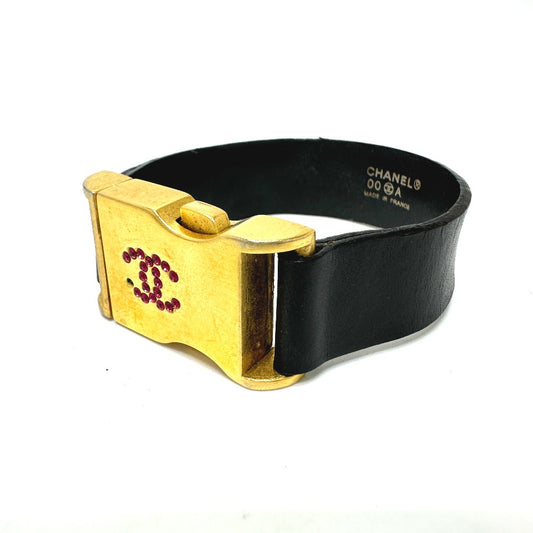 CHANEL ココマーク 00A ブレスレット GP/レザー レディース ブラック