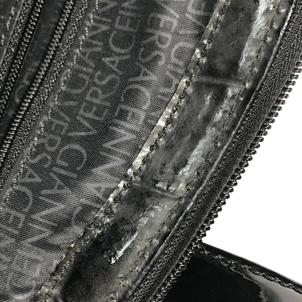 VERSACE Vintage Embossed Medusa Logo Tote Bag Shoulder Bag Handbag Leather Women's Black