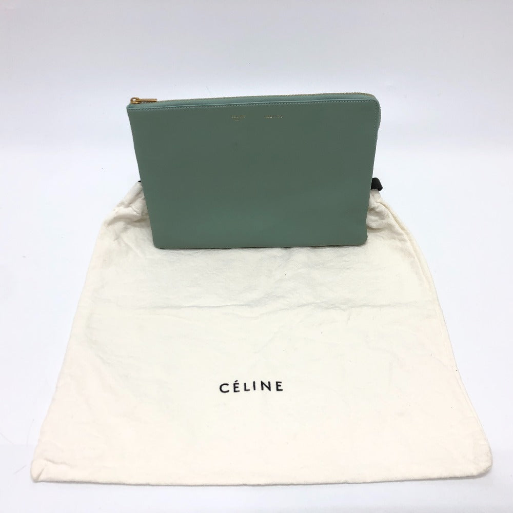 CELINE Women's Leather Second Bag, Pouch, Clutch Bag, Green