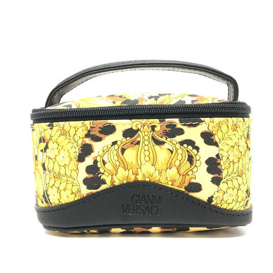VERSACE Leopard Print Mini Bag, Makeup Pouch, Nylon/Leather, Women's, Yellow