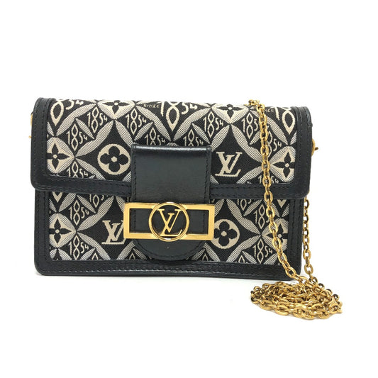 LOUIS VUITTON M69992 Monogram Jacquard Portefeuille Dauphine Chain Since 1854 Shoulder Bag in Canvas, Navy