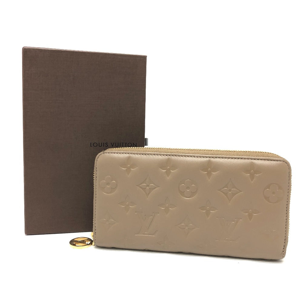 LOUIS VUITTON M81511 Monogram Embossed Zippy Wallet, Long Round Zipper Wallet, Leather, Women's, Beige