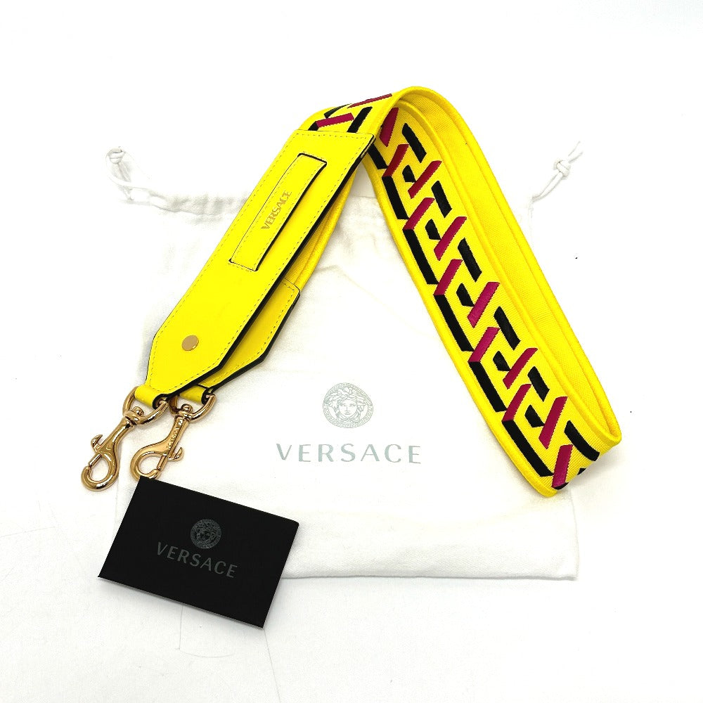 VERSACE 1002526 Greca Signature Shoulder Strap Canvas/Leather Women's Yellow