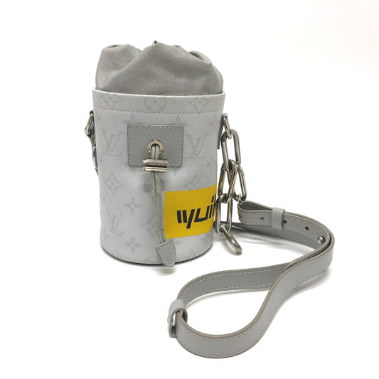 LOUIS VUITTON M44631 White Monogram Chalk Nano Crossbody Drawstring Bucket Shoulder Bag in Monogram Canvas, Men's, White