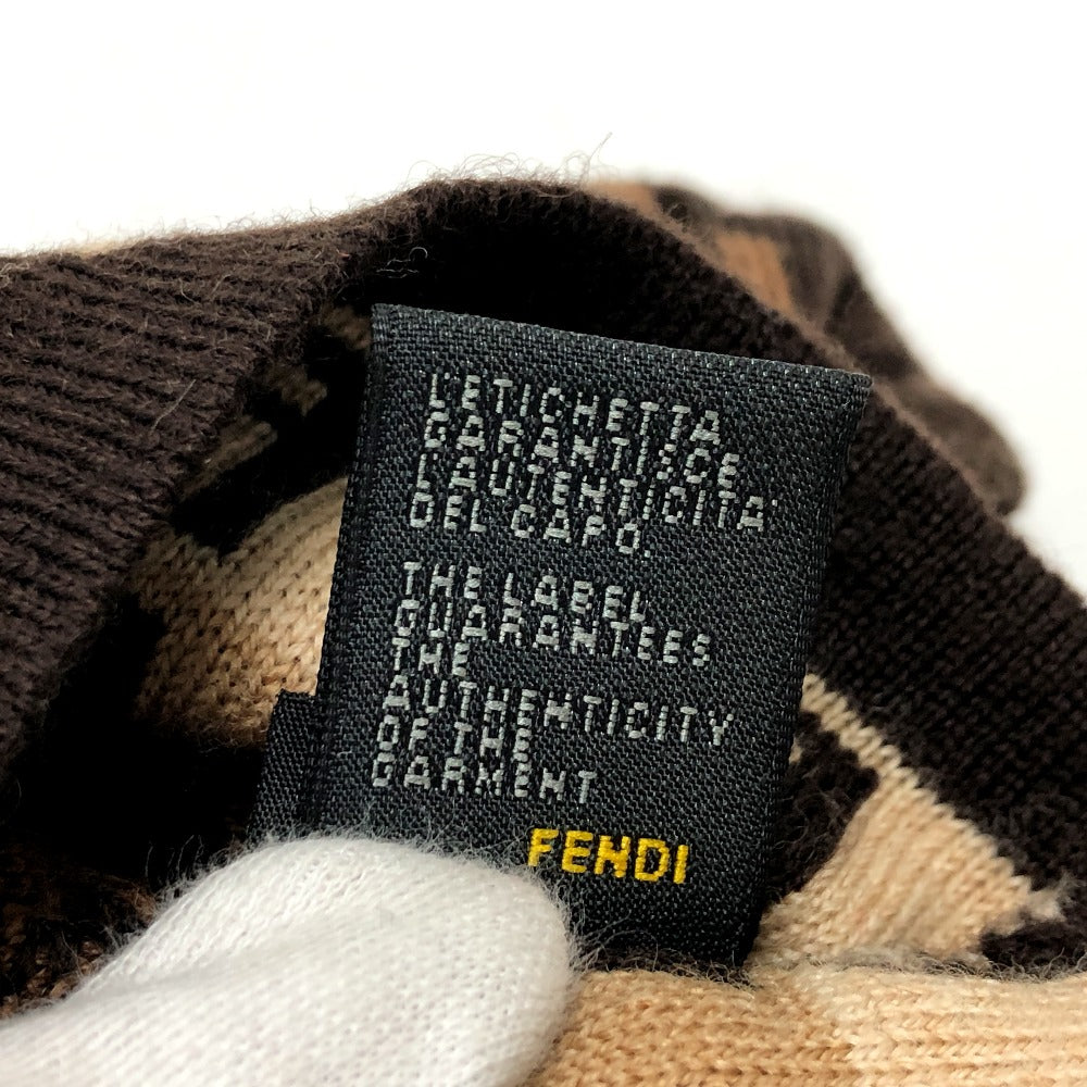 FENDI Zucchino Zucca Wool Knit Hat, Women's, Brown