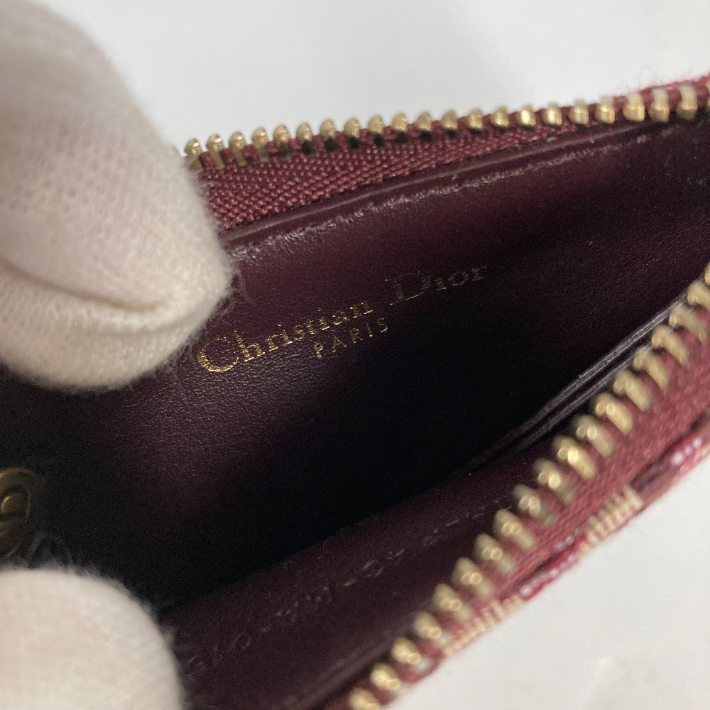 Dior Oblique Saddle Wallet, Coin Purse, Canvas/Leather, Women's, Wine Red