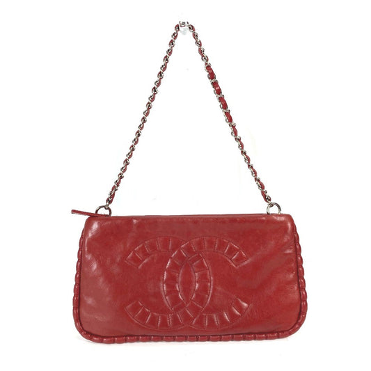 CHANEL A48547 10A デカココ CC カバン 肩掛け チェーン ショルダーバッグ レザー レディース レッド