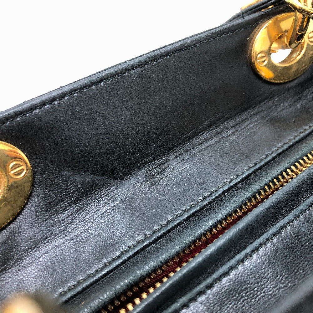 Dior レディディオール LADY DIOR 2WAY ショルダーバッグ カバン 斜め掛け 肩掛け ハンドバッグ レザー/スエード レディース ブラック - brandshop-reference
