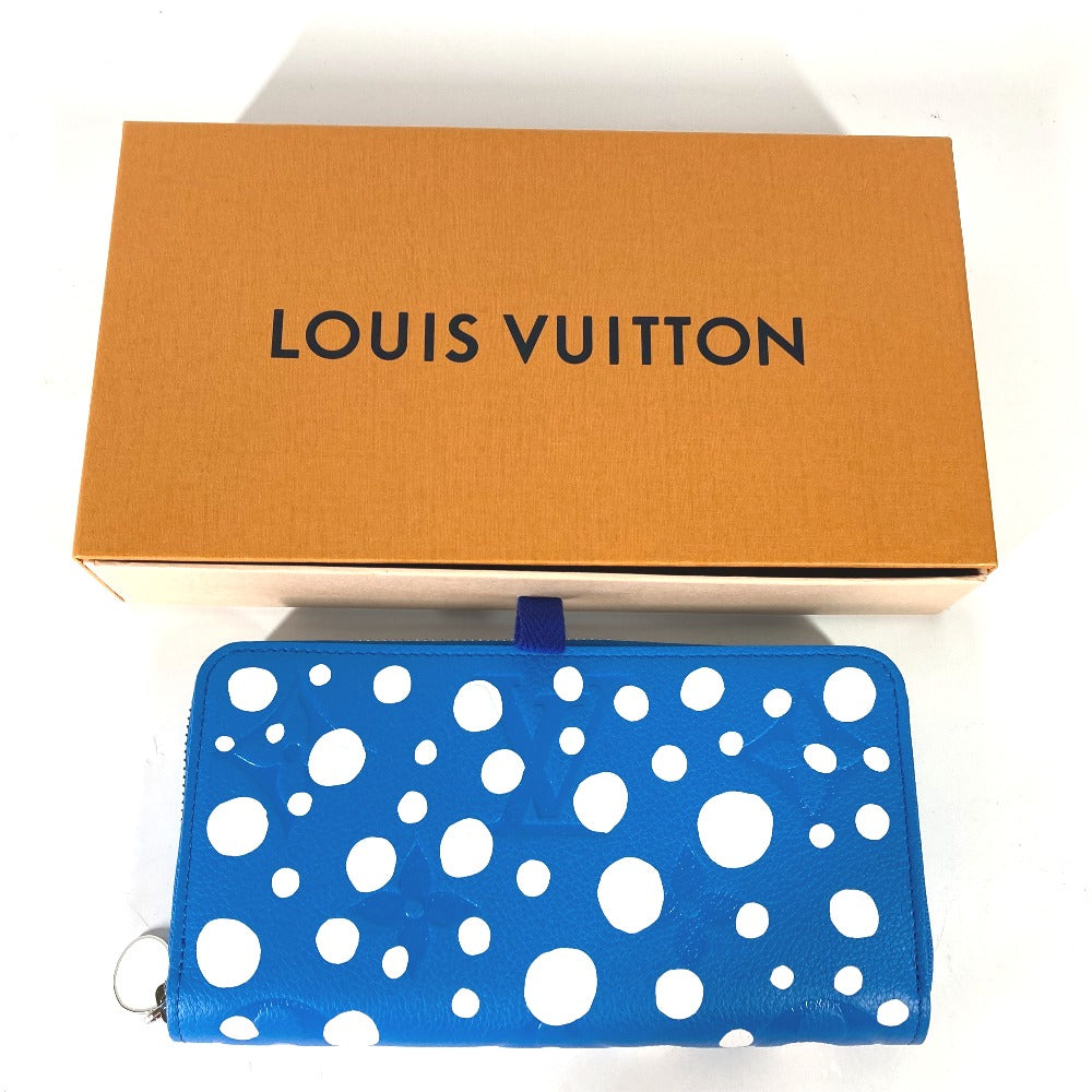 LOUIS VUITTON M81954 LV x YK Yayoi Kusama Collaboration Zippy Wallet Infinity Dot Monogram Empreinte Leather Long Wallet Men's Blue