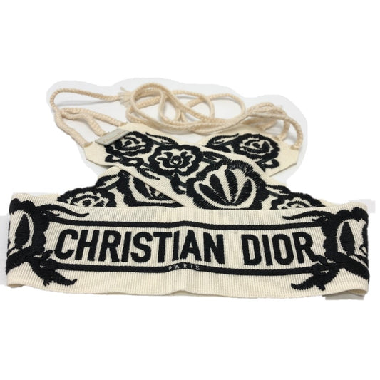 Dior Mexican Flower Belt, Embroidered Logo, Pants Belt, Canvas, Women's, White