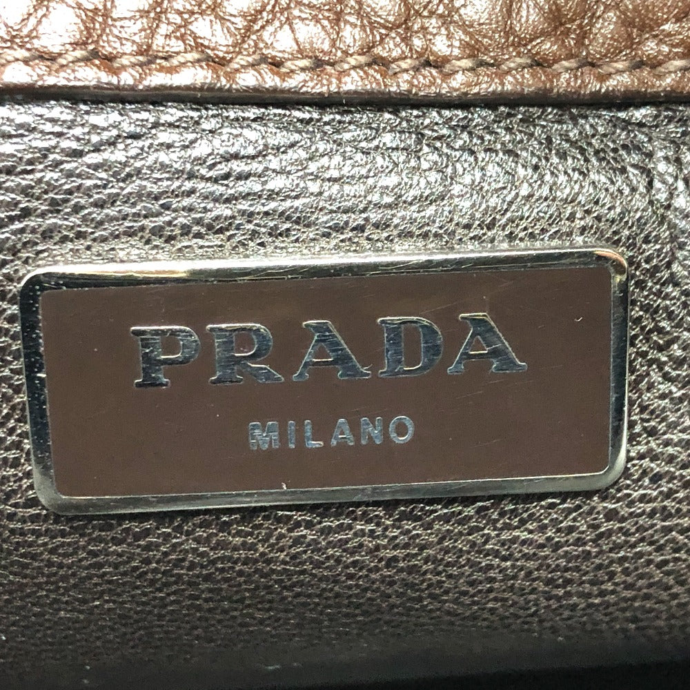 PRADA Triangle Logo Two-Tone Shoulder Bag, Leather, Women's, Brown
