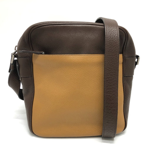 PRADA トライアングルロゴ バイカラー カバン 肩掛け 斜め掛け ショルダーバッグ レザー レディース ブラウン - brandshop-reference