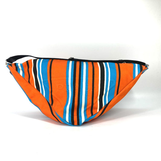 PRADA 2VY007 ストライプ トライアングル バヤデール カバン クロスボディ ショルダーバッグ キャンバス メンズ オレンジ - brandshop-reference