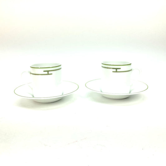 HERMES Rhythm Teacup & Saucer Set (2 Pieces) - White, Ceramic, Women's