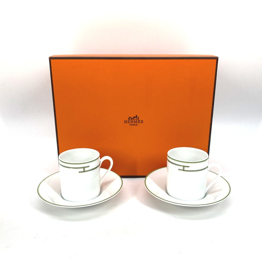 HERMES Rhythm Teacup & Saucer Set (2 Pieces) - White, Ceramic, Women's
