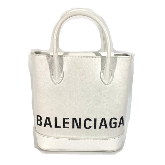 BALENCIAGA 596159 ロゴ ヴィルXXS 2WAY ハンドバッグ トートバッグ 斜め掛け ショルダーバッグ レザー レディース ホワイト - brandshop-reference