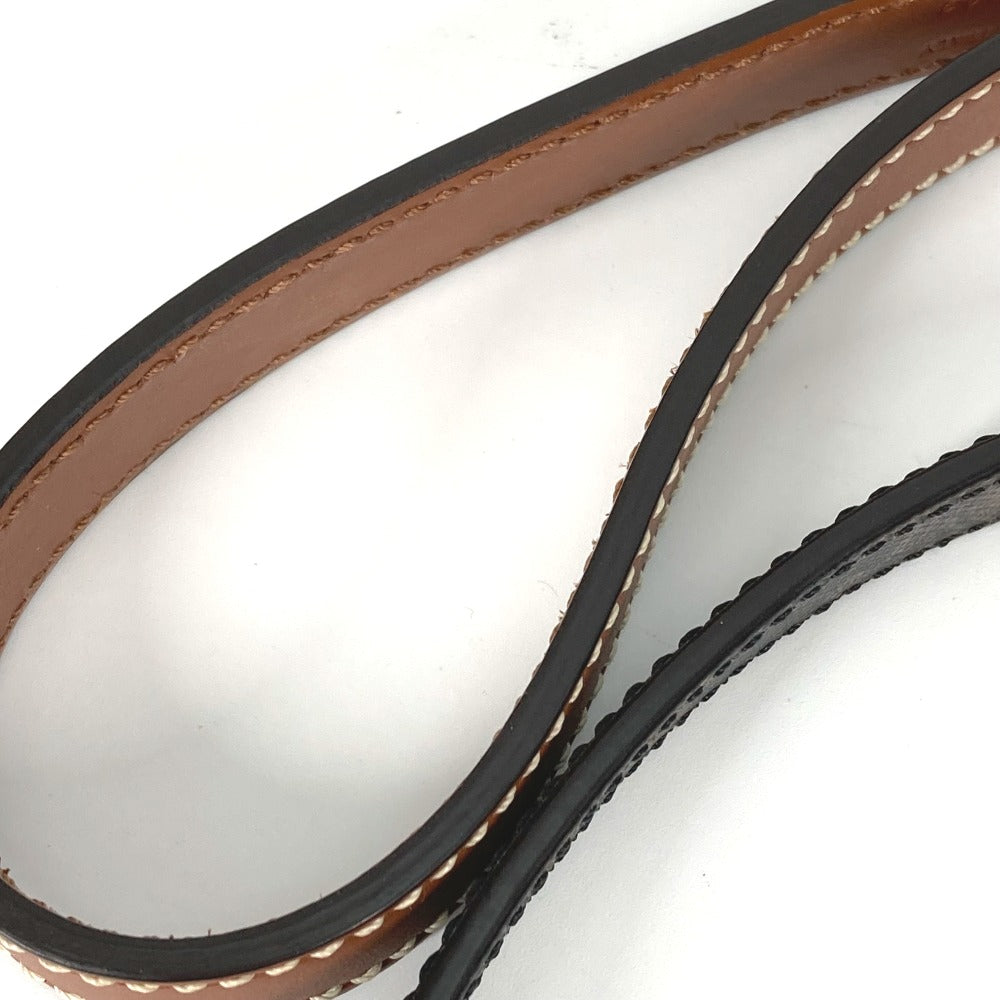 CELINE 4M1582EAV.04LI Triomphe Dog Leash, Leather/Canvas, Unisex, Tan/Brown