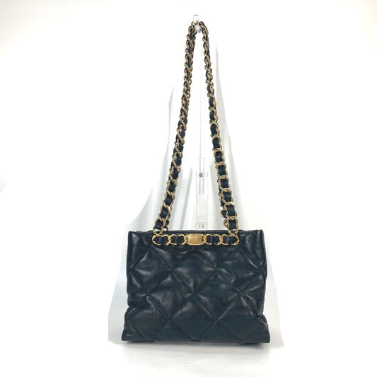 CHANEL AS3502 Quilted Matelasse Chain Bag, Small Shopping Bag, CC Coco Mark Shoulder Bag, Lambskin, Black