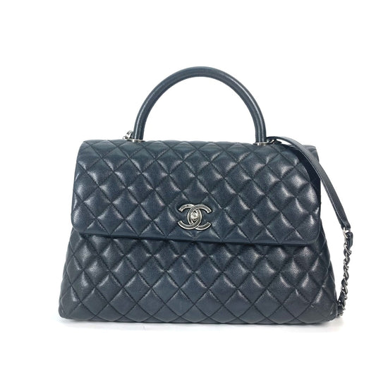 CHANEL A92991 トップハンドル チェーン CC ココマーク キルティング マトラッセ 2WAY ショルダーバッグ 斜め掛け カバン ハンドバッグ キャビアスキン レディース ブラック