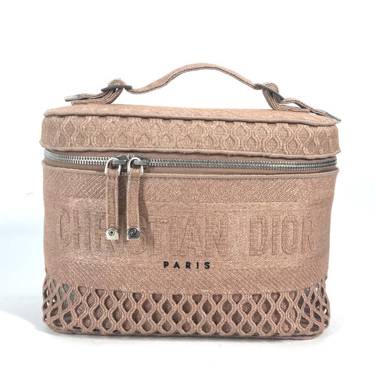 Christian Dior Logo Mesh Vanity Bag, Canvas Handbag, Women's, Pink