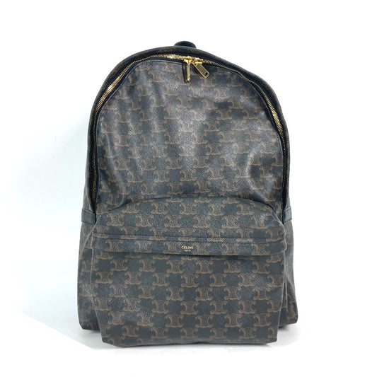 CELINE Triomphe Backpack, Women's, Brown Leather