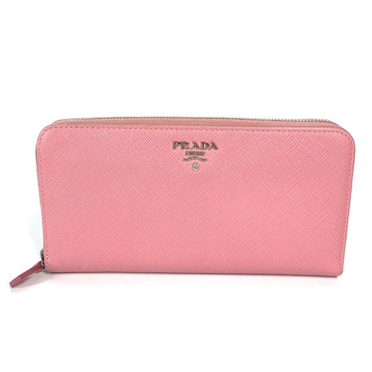 PRADA Long Wallet with Logo and Zip-Around Design, Made of Saffiano Leather, Pink, for Women