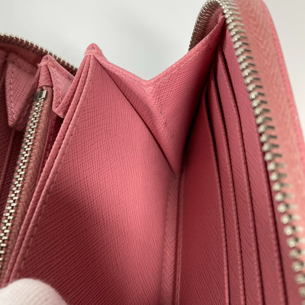 PRADA Long Wallet with Logo and Zip-Around Design, Made of Saffiano Leather, Pink, for Women