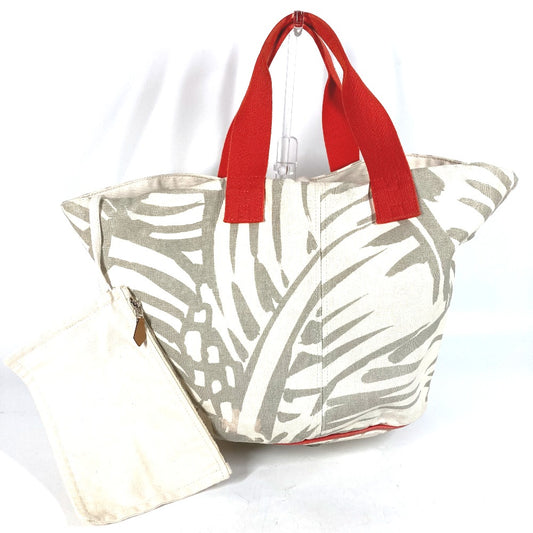 HERMES Panier de Plage Tote Bag with Pouch, Canvas Shoulder Bag, Women's, Beige