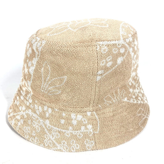 HERMES H231001N Gene Bucket Hat, a pile hat with a bob pattern. Made of cotton, this women's bucket hat is available in sable and white beige.