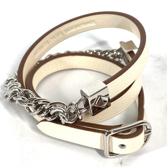 HERMES Gourmet Eskettle Triple Tour Bracelet, Swift, Women's, Nata, White