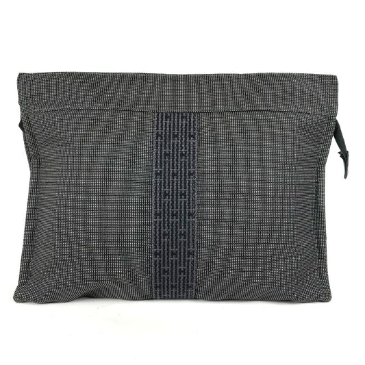 HERMES Air Line Pouch MM, Clutch Bag, Second Bag, Canvas, Unisex, Gray