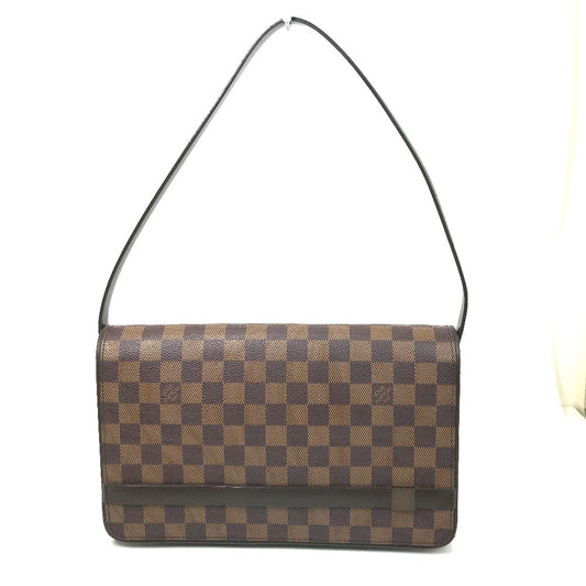 LOUIS VUITTON N51160 Damier Tribeca Long Short Strap Shoulder Bag in Damier Canvas, Ebene Brown