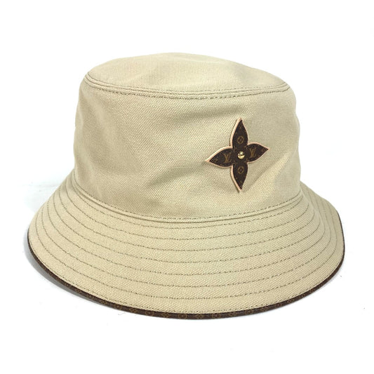 LOUIS VUITTON M76940 Bob On Your Away Monogram Flower Bucket Hat, Cotton, Unisex, Beige