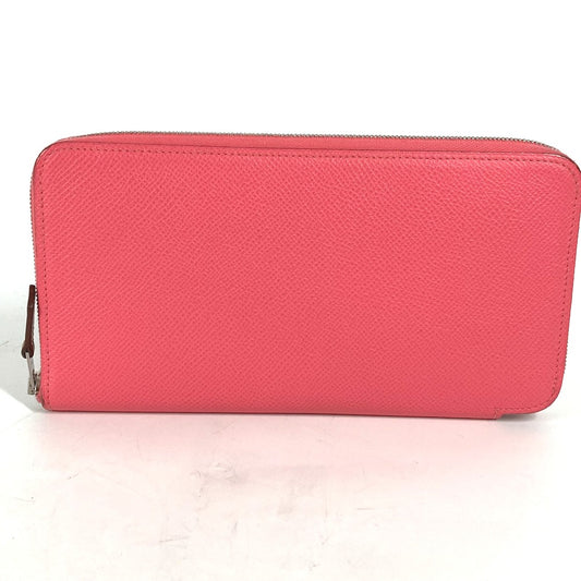 HERMES Azap Long Silk-in Round Zipper Wallet, Epson, Women's, Pink
