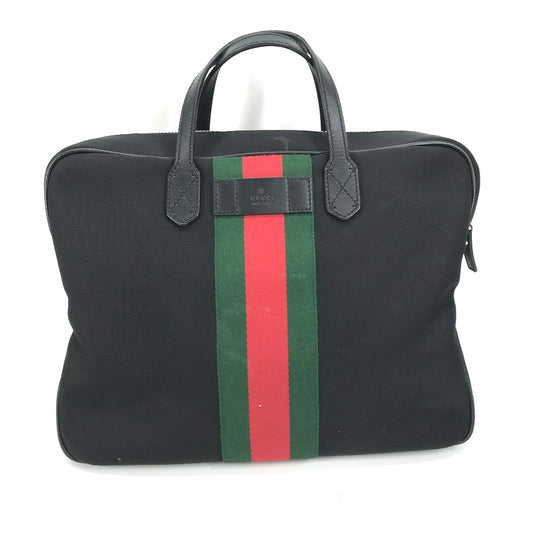 GUCCI 630922 Sherry Line Business Bag, Handbag, Shoulder Bag, Tote Bag, Leather/Canvas, Women's, Black