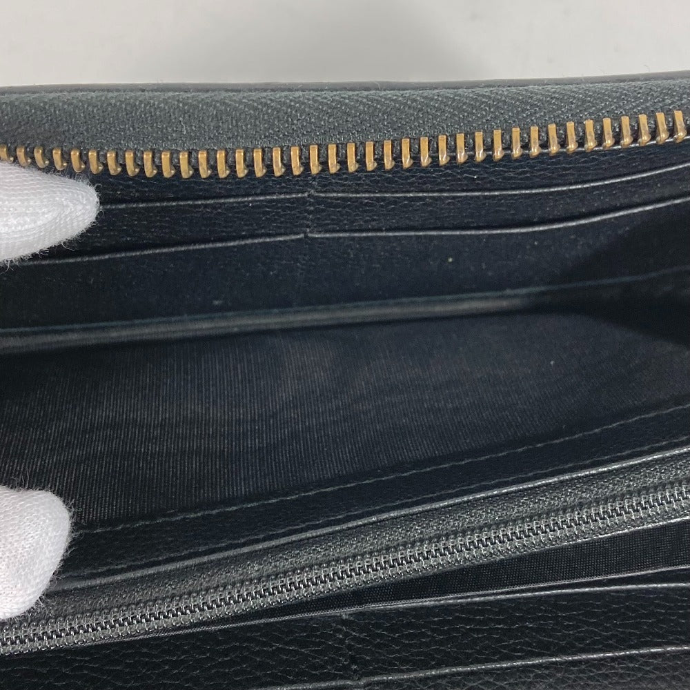 GUCCI 496317 Logo Long Wallet with Round Zipper, Leather, Men's, Black