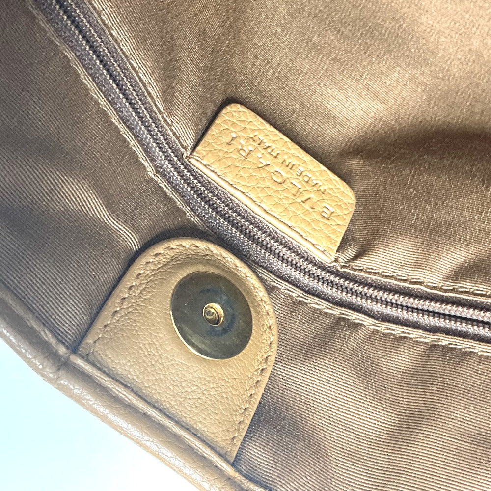 BVLGARI 801904 Maxi Logo Logomania Shoulder Bag/Tote Bag in Leather/Canvas, Beige