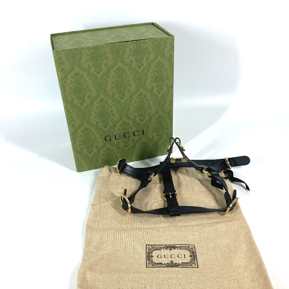 GUCCI 692963 GG Small Pet Harness for Dogs, Perfect for Walks, Leather, Unisex, Black