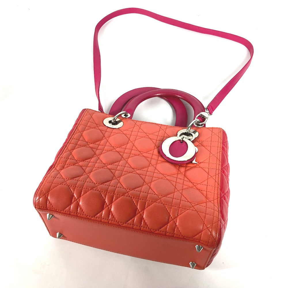 Dior Tricolor Lady Dior Tote Bag, Shoulder Bag, 2-Way Bag, Handbag, Lambskin, Women's, Pink