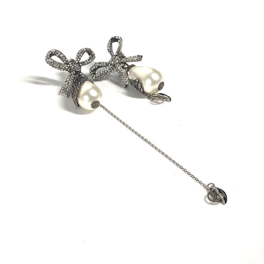 LOUIS VUITTON MP2200 フェイクパール リボン ラインストーン ブックル ドレイユ ボウ LV ウィンザー ストラス アクセサリー チェーン ピアス メタル レディース - brandshop-reference