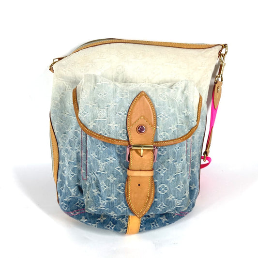 LOUIS VUITTON M93184 Monogram Denim Gradient Sunburst PM Tote Bag, Women's, Blue