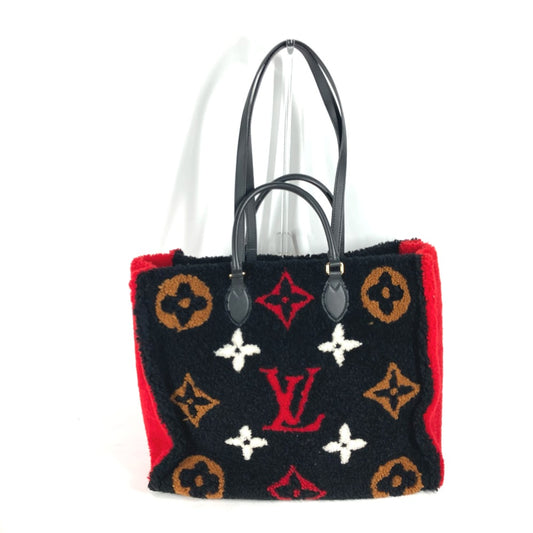 LOUIS VUITTON M55421 Monogram Teddy On the Go GM Shoulder Tote Bag, 2-Way Bag, Shearling, Black, Women's