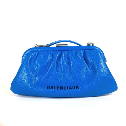 BALENCIAGA 618895 Cloud XS ロゴ クラウド カバン ポーチ バイカラー 2WAYバッグ ショルダーバッグ ポシェット クラッチバッグ レザー レディース ブルー