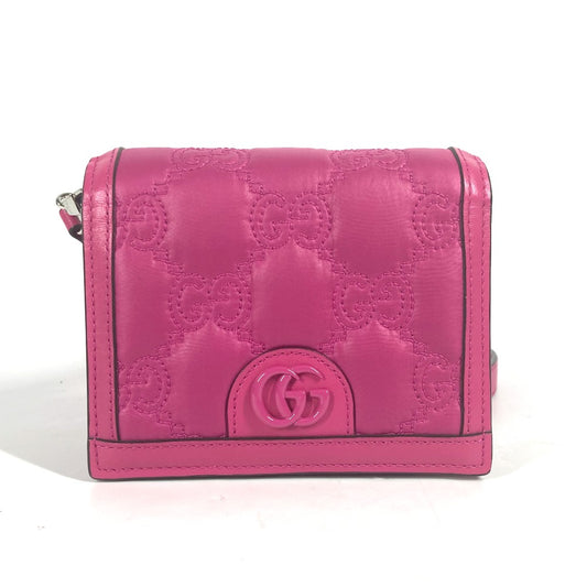 GUCCI 723777 GG Matelasse Quilted Crossbody Pochette Shoulder Bag in Leather/Nylon, Pink