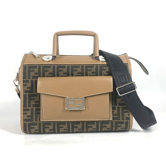 FENDI 7VA571 Zucca SOFT TRUNK 2-Way Doctor Bag Shoulder Bag Crossbody Handbag Canvas/Leather Unisex Brown