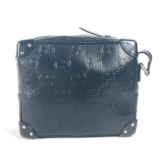 GUCCI 626363 Pochette with GG Embossed Logo, Crossbody Bag, Shoulder Bag, Leather, Unisex, Black